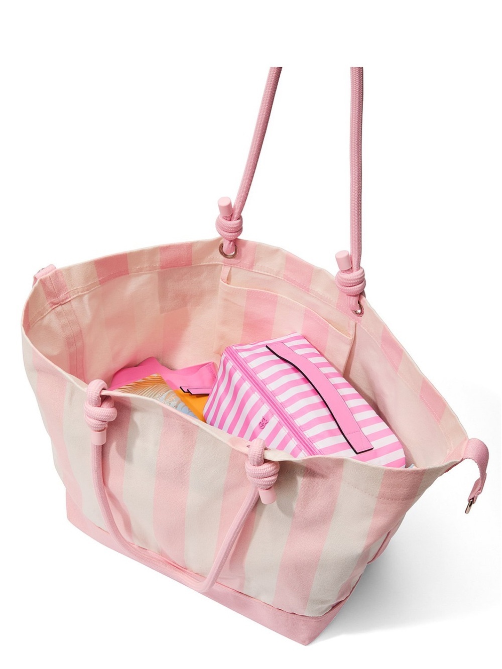 Victoria’s Secret Heritage Stripe Rope Handle Tote Bag NEW - Picture 2 of 3